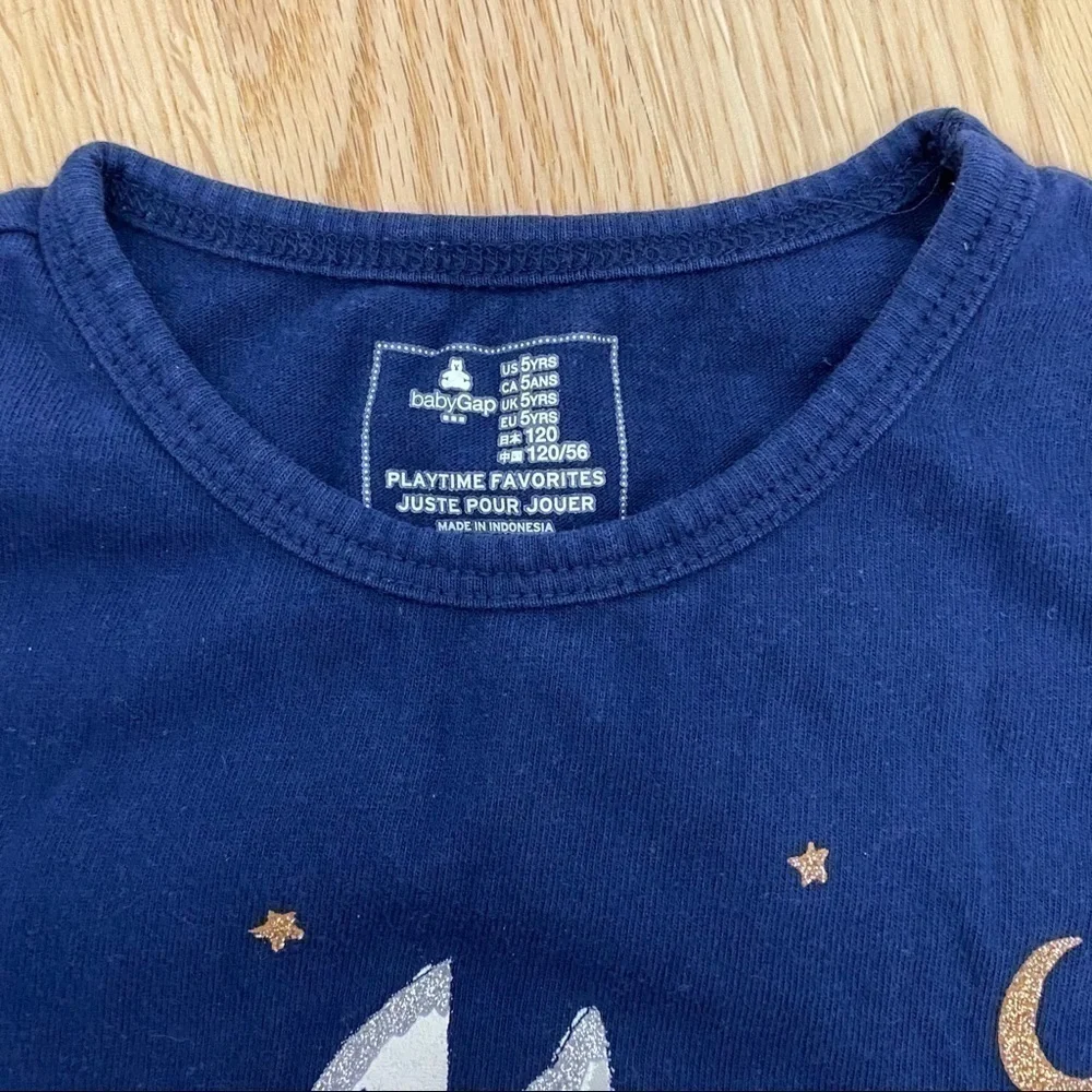 Gap Unicorn Long Sleeve Shirt Sz 5 Blue Girls Toddler Kids